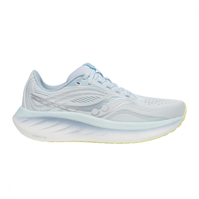 Scarpe Saucony Ride 18 Celeste Bianco SS25 Donna