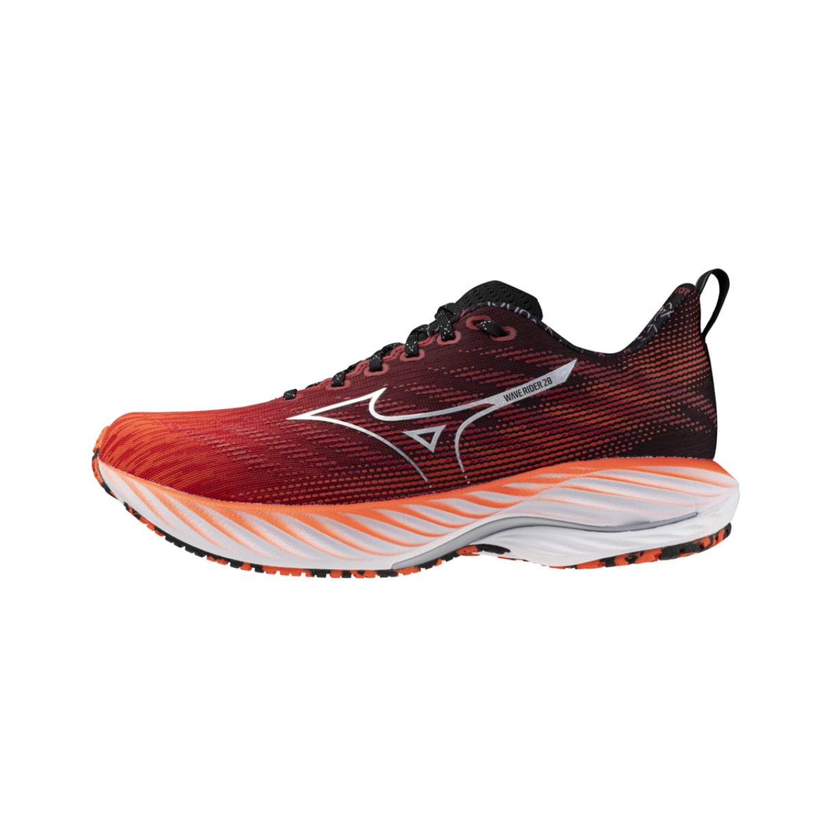 Mizuno Wave Rider 28 Amsterdam Rot Schwarz AW24 Schuhe, Größe 44,5 - EUR