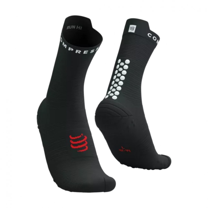 Meias Compressport Pro Racing V4.0 Run High preto vermelho