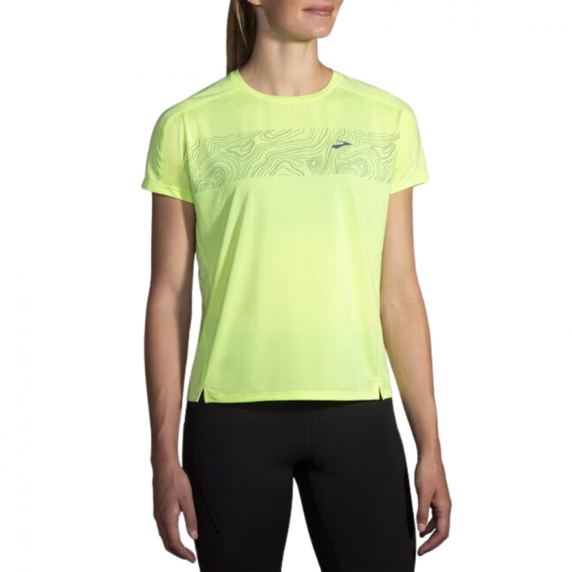 T-shirt Brooks Sprint Free 2.0 jaune à manches courtes