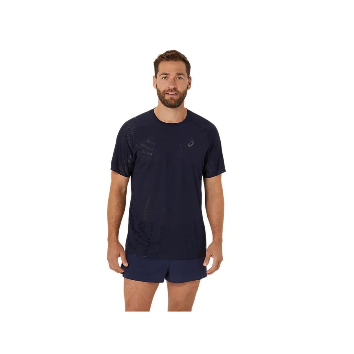 Asics Metarun SS Kurzarm-T-Shirt Marineblau, Größe M