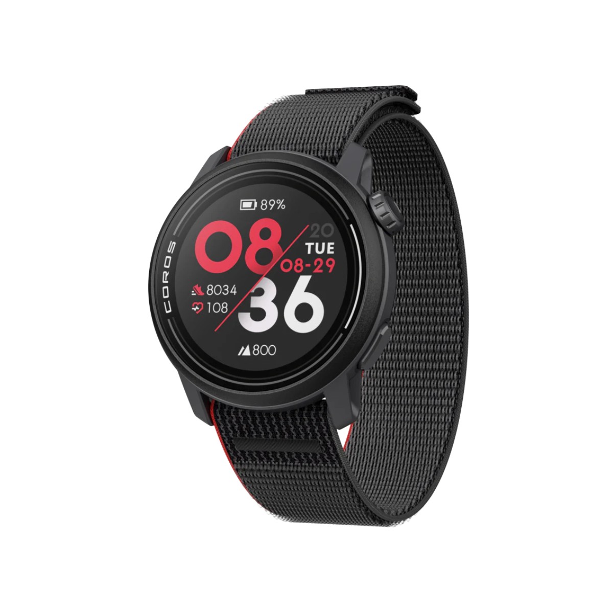 Coros Pace 3 GPS Uhr Schwarz Rot Nylon