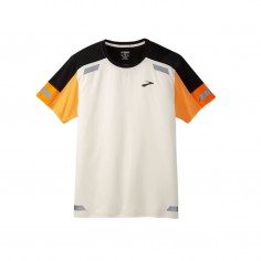 Brooks Run Visible 2.0 Short Sleeve T-Shirt Beige Orange