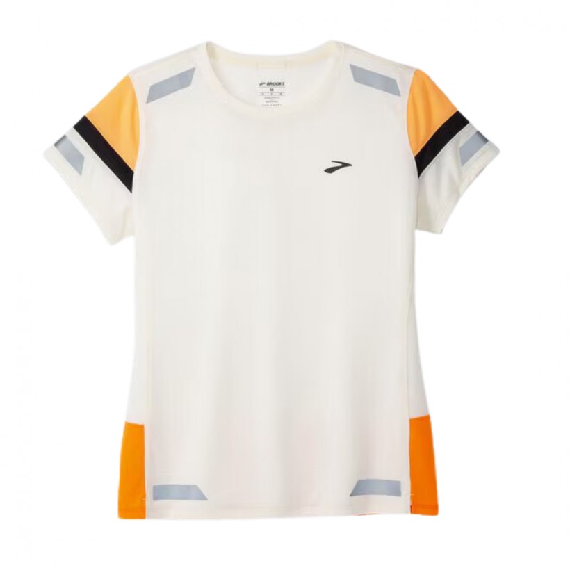 T-shirt Manches Courtes Femme Brooks Run Visible 2.0 Blanc Orange