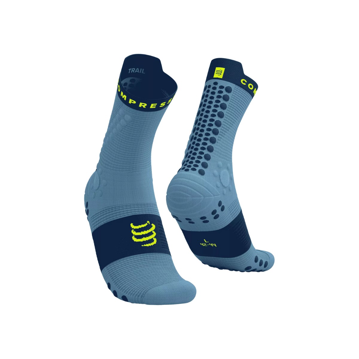 Compressport Pro Racing V4.0 Trail High Blau Gelb Socken, Größe Größe 3