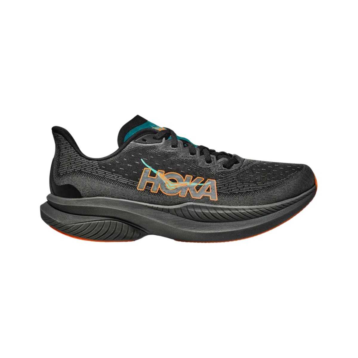 Hoka Mach 6 Schwarz Orange AW24 Schuh, Größe EU 42