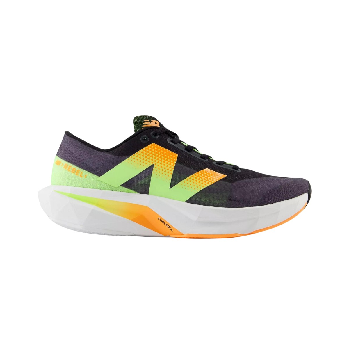 New Balance FuelCell Rebel v4 Schuhe Schwarz Orange Grün AW24, Größe 42,5 - EUR