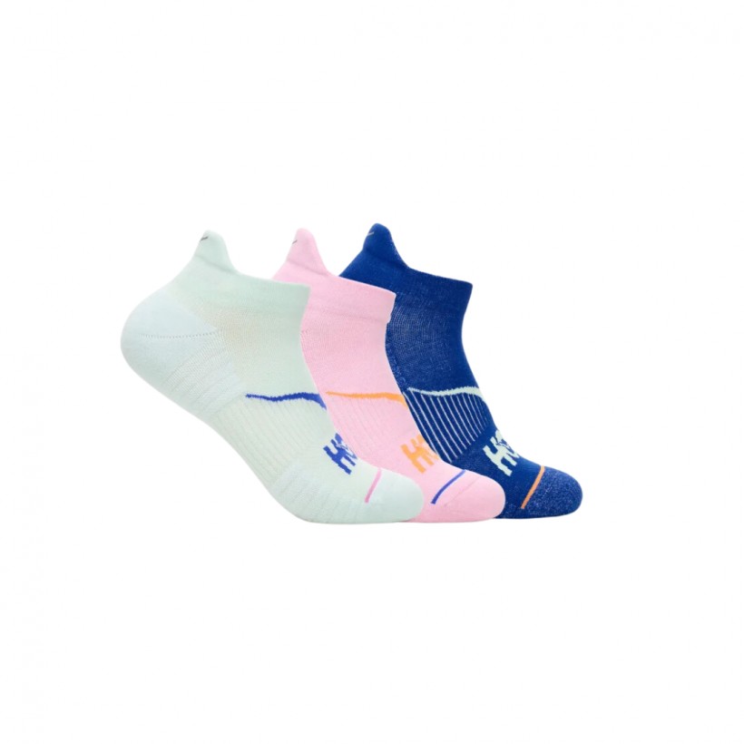 Hoka Pack of 3 Invisible Socks Blue Pink Green Unisex