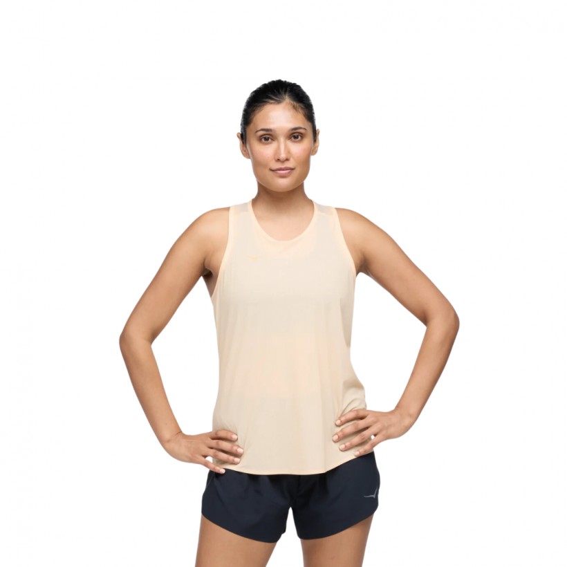 Camiseta feminina Hoka Airolite sem mangas laranja