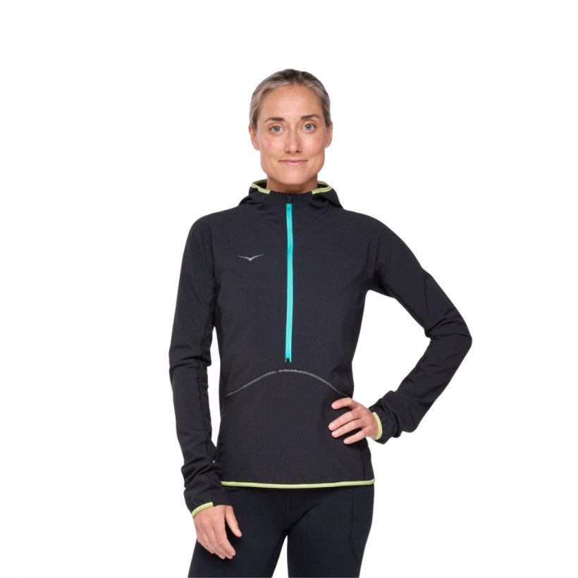 Felpa Hoka Skyglow Half Zip Nero Blu Donna