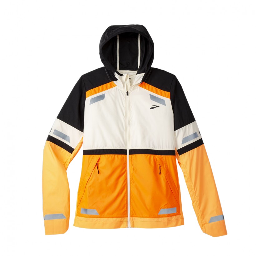 Damska kurtka Brooks Run Visible Jacket 2.0 Pomarańczowo-biało-czarna