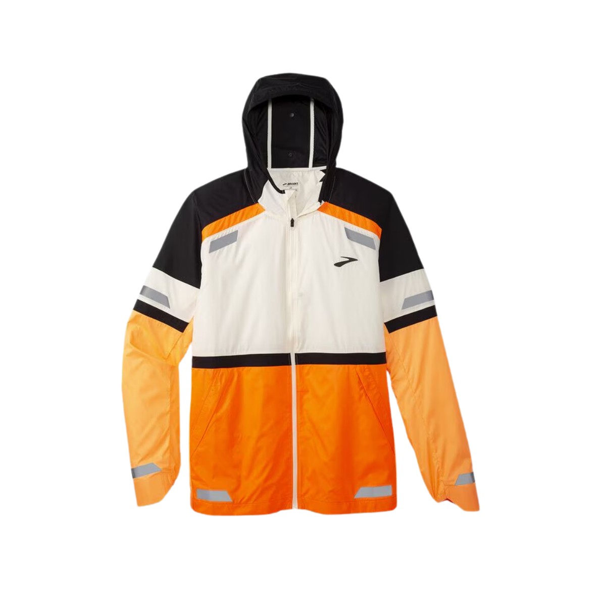 Brooks Run Visible Jacke 2.0 Orange Weiß Schwarz, Größe XS.