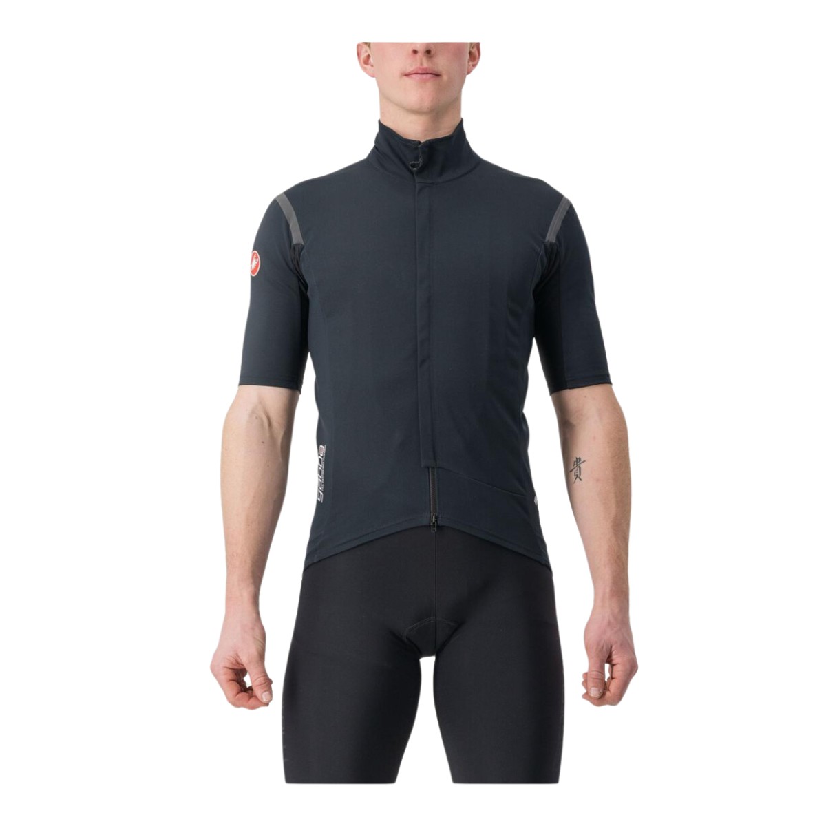 Maillot Castelli Gabba Ros 2 Rosso Corsa Gore-Tex Infinium Manga Corta Negro Gris, Größe L