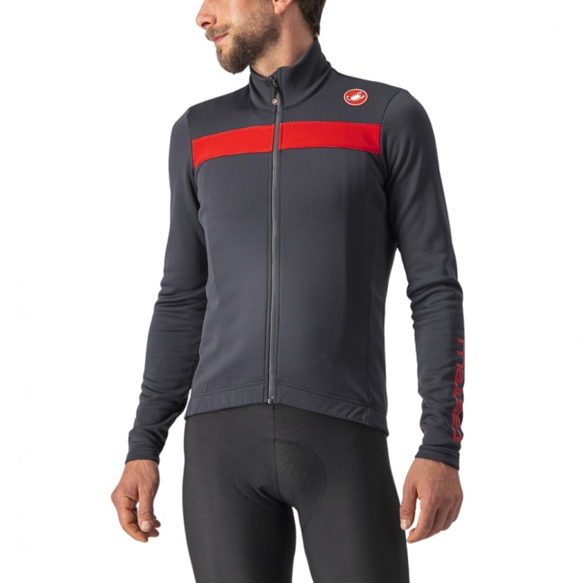 Maglia Castelli Puro 3 FZ Manica Lunga Nero Rosso