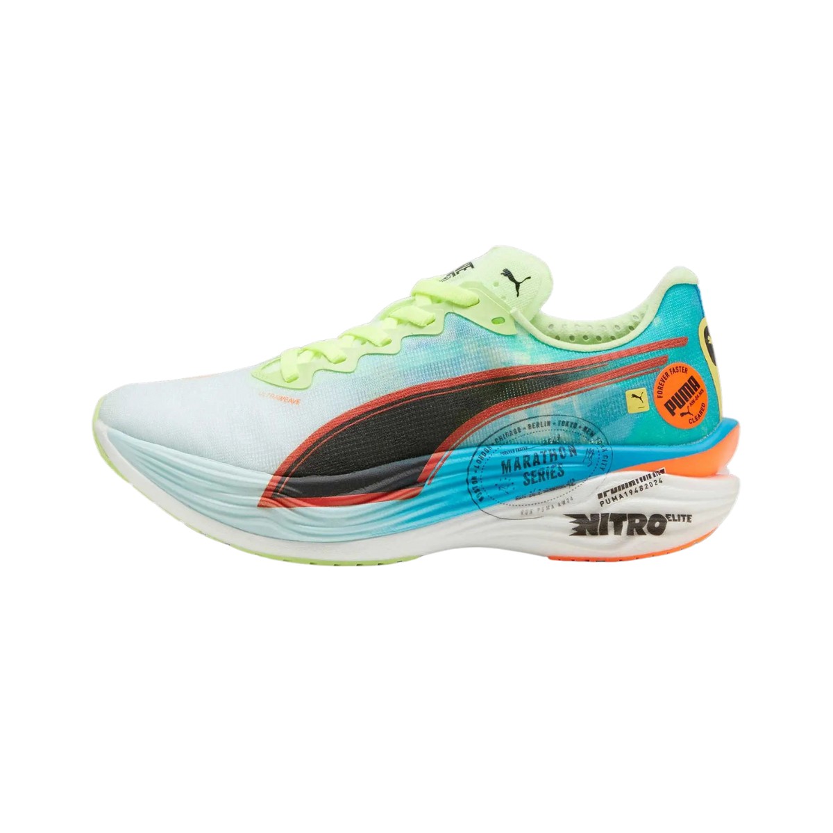 Zapatillas Puma Deviate NITRO Elite 3 Azul Verde AW24 Mujer