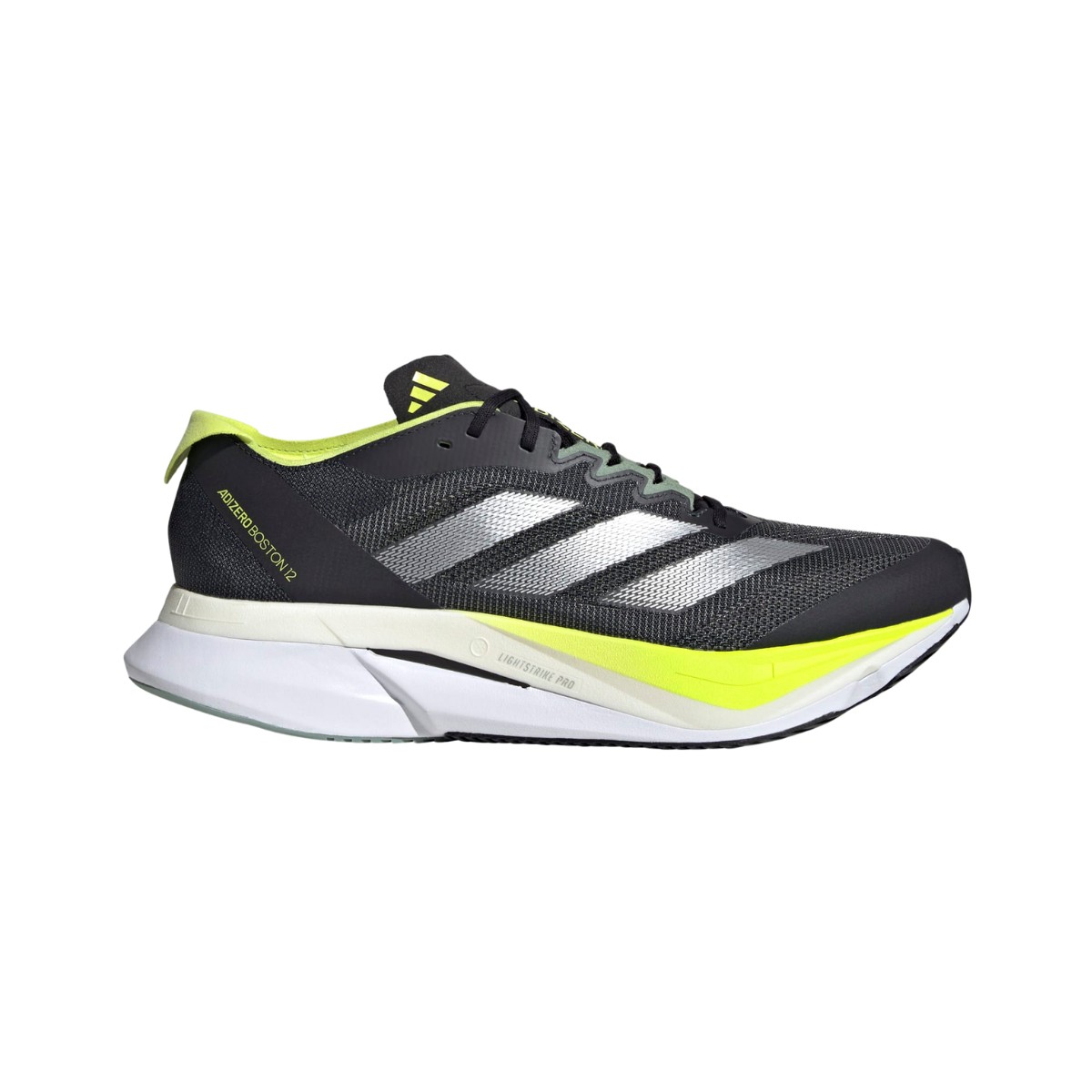 Adidas Adizero Boston 12 Schuhe Schwarz Gelb SS25, Größe UK 8