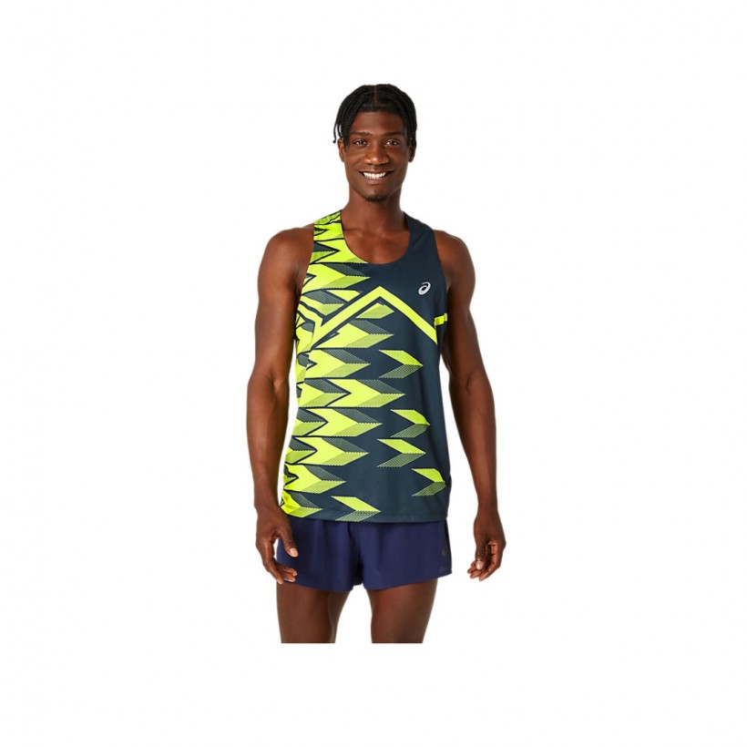 Asics Light Graphic Singlet Sleeveless T-Shirt Blue Yellow