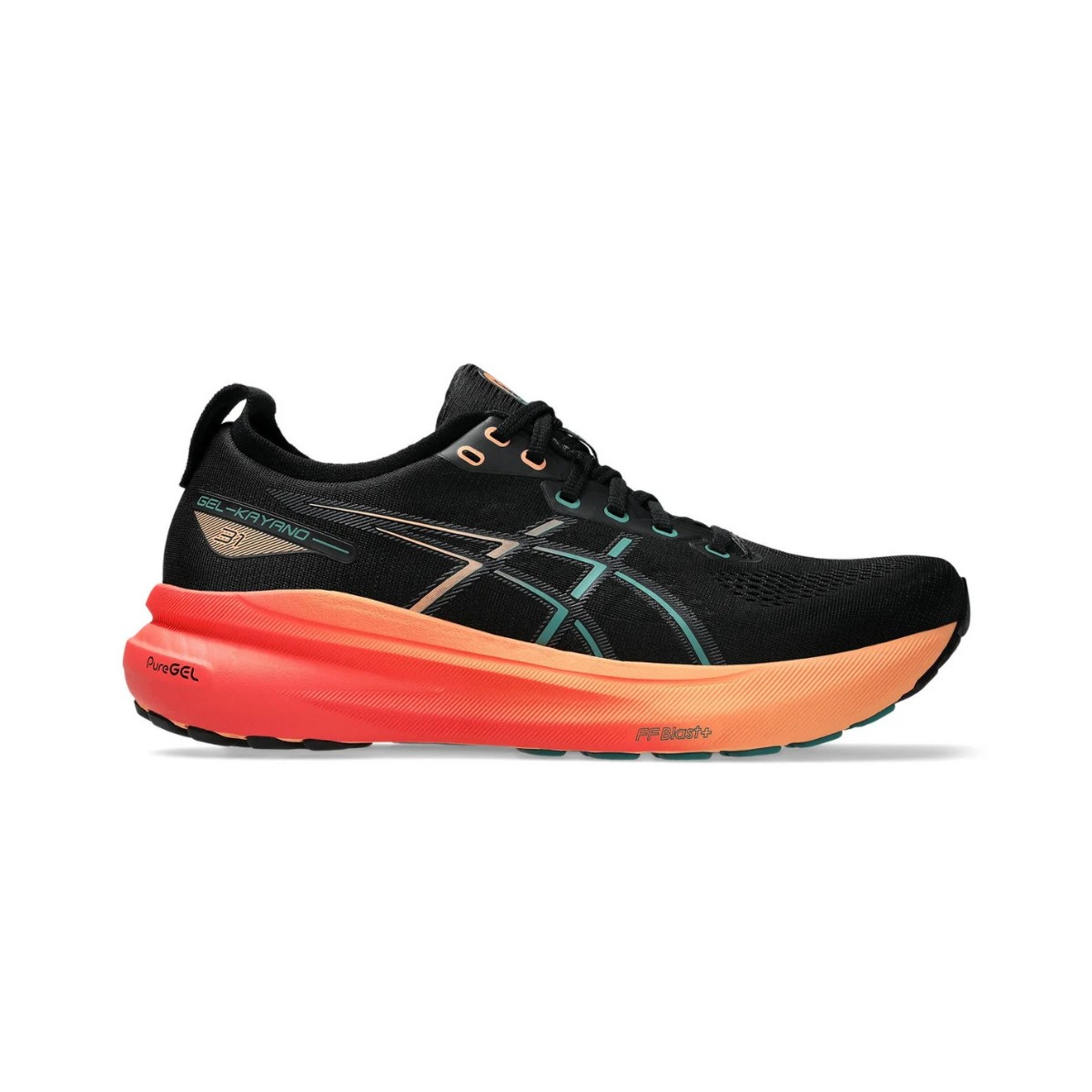 Asics Gel-Kayano 31 Schuhe Schwarz Orange SS25, Größe 44 - EUR