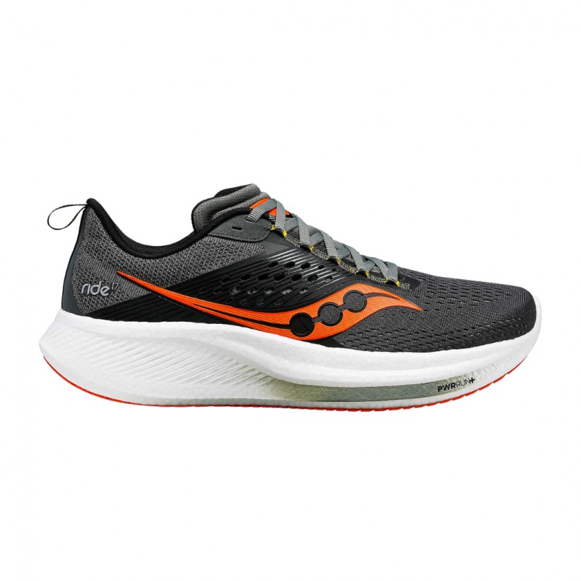 Saucony Ride 17 Wide Shoes Grey Orange AW24