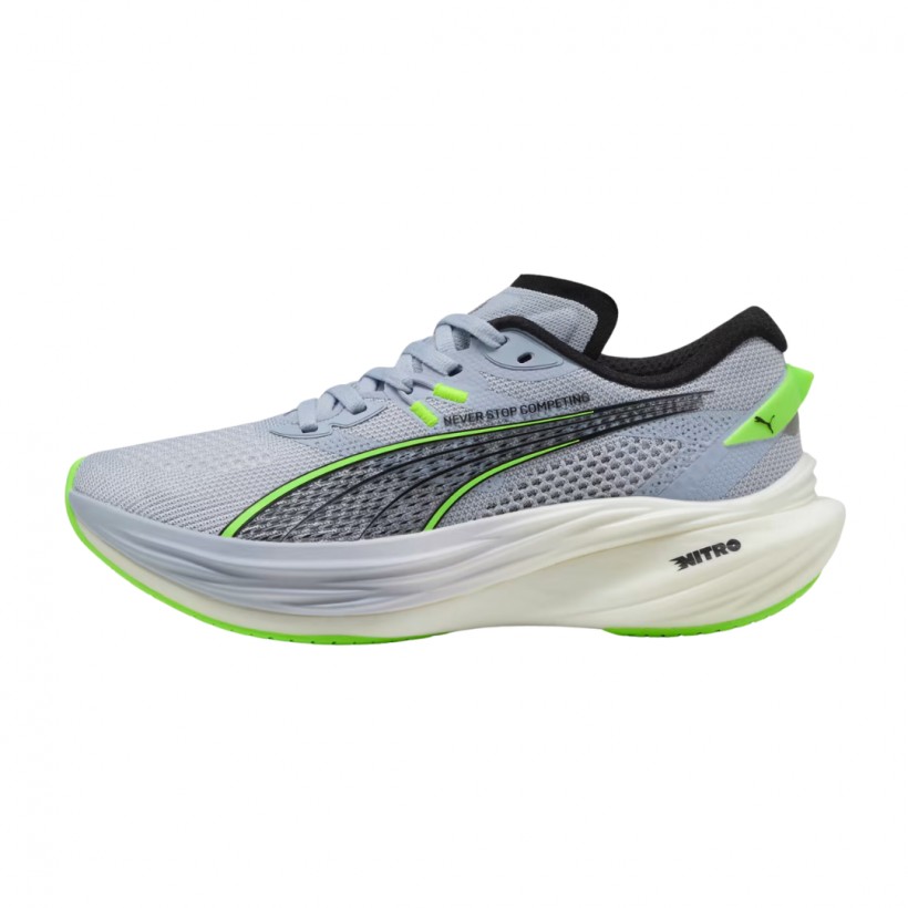 Scarpe Puma Deviate Nitro 3 Hyrox Grigio Verde SS25 Donna