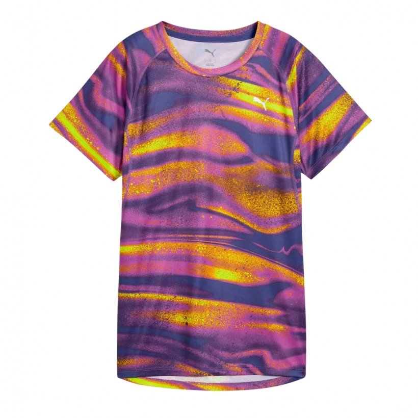 Puma Velocity All-Over Print Purple Yellow Women's T-shirt