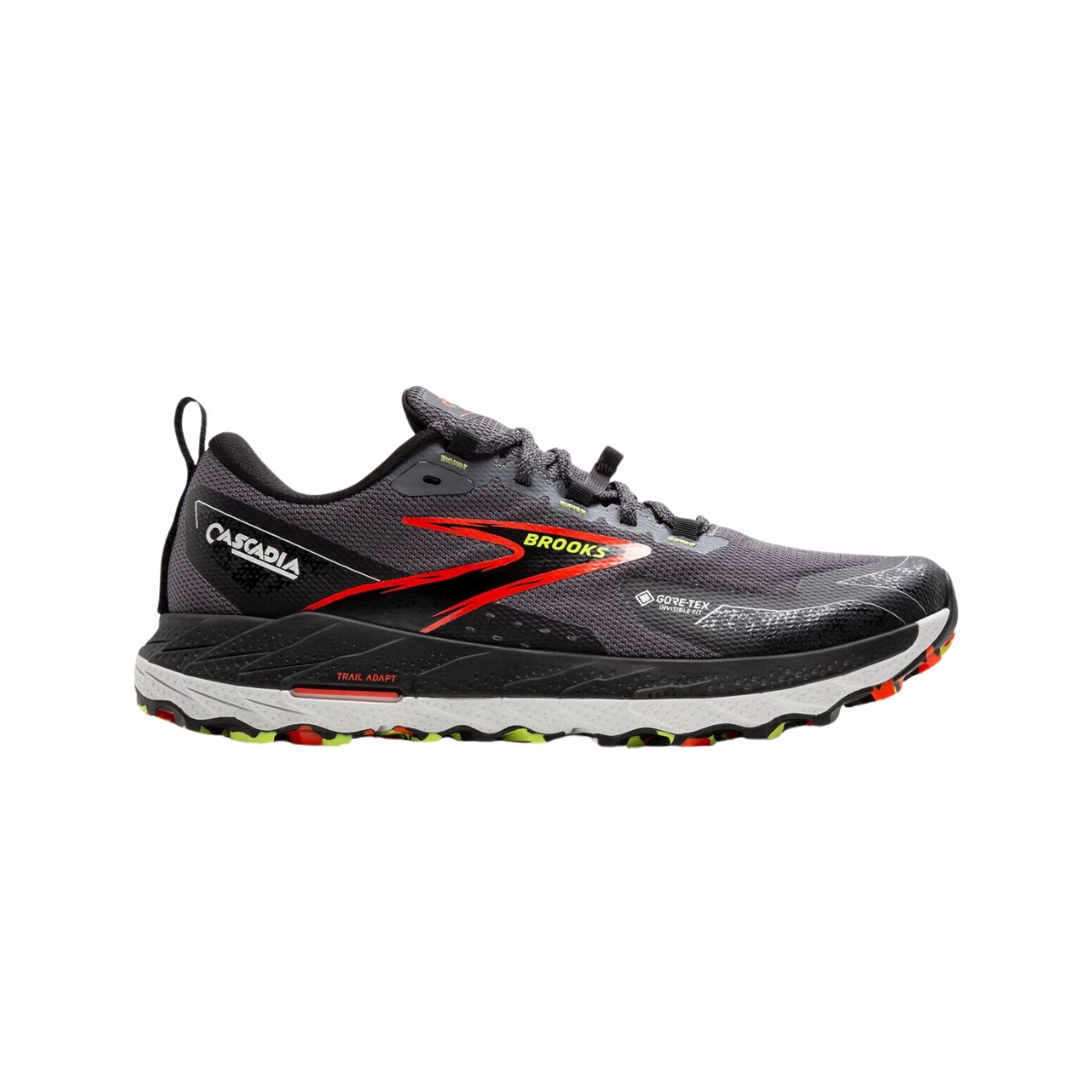 Brooks Cascadia 18 GTX Schuhe Schwarz Rot SS25, Größe 45,5 - EUR