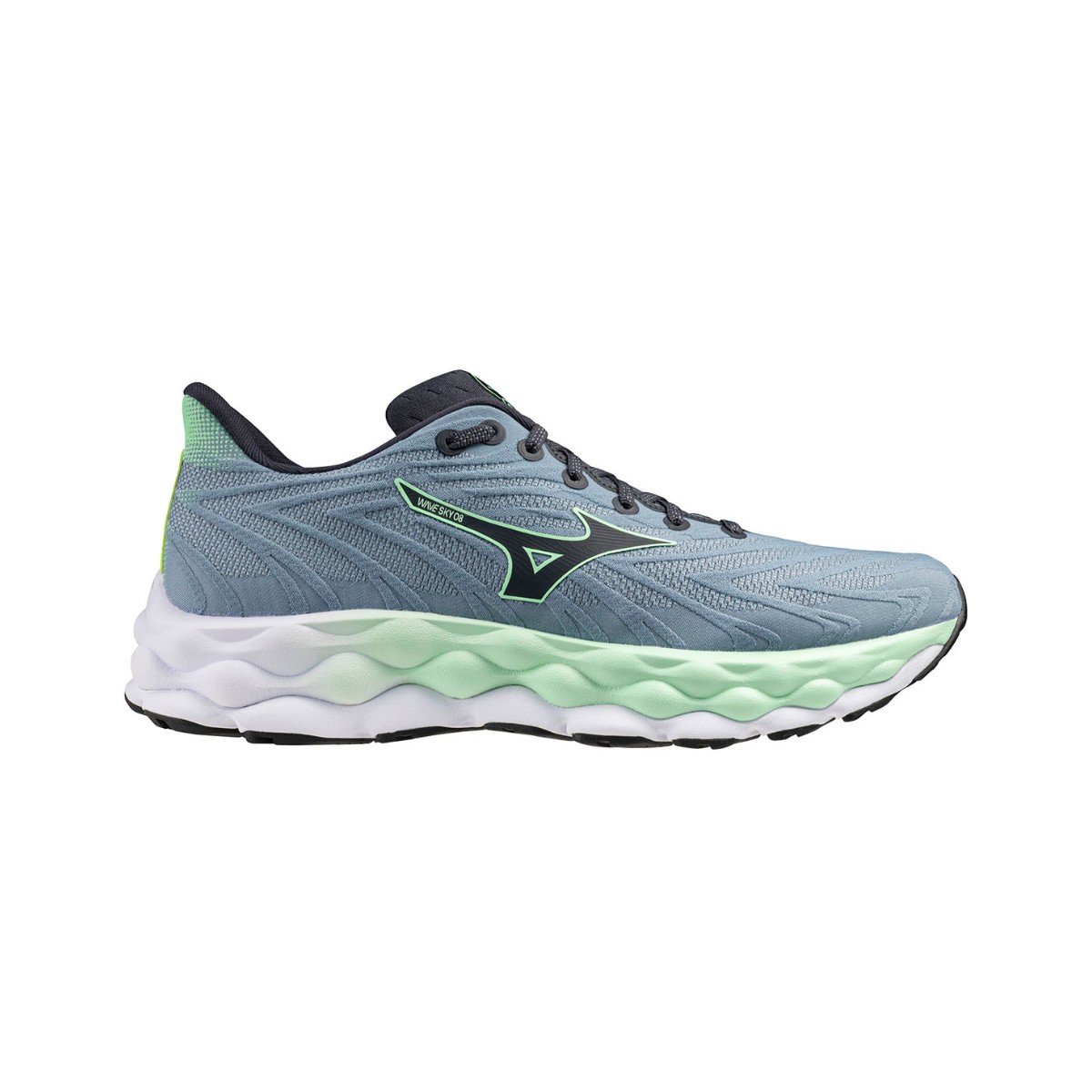 Mizuno Wave Sky 8 Schuhe Grau Grün SS25, Größe 44 - EUR