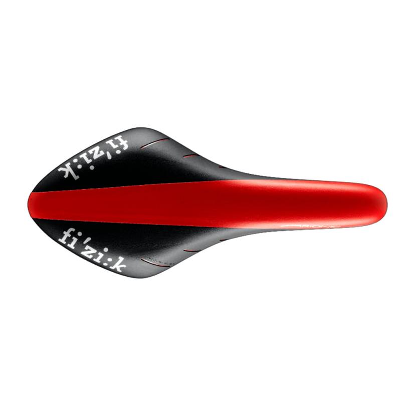 Sella Fizik Arione R3 intrecciata in carbonio nero/rosso
