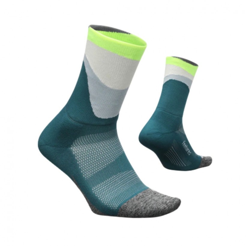 Feetures Elite Light Cushion Mini Crew High Top Green Socks