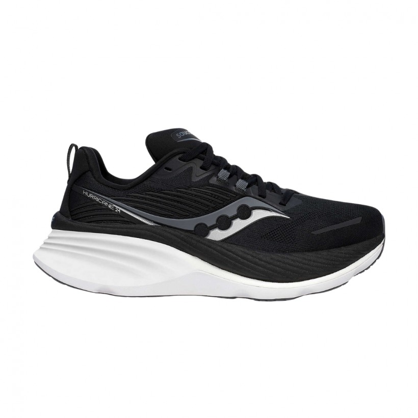 Saucony Hurricane 24 Wide Black White SS25 Shoes