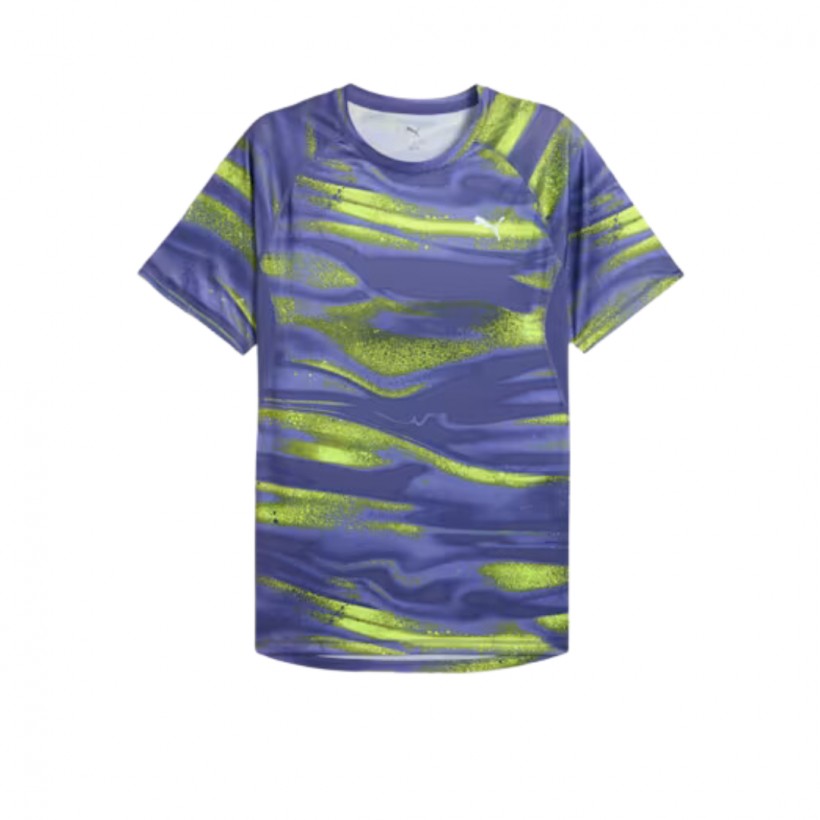 Camiseta Puma Velocity All-Over Print Running Tee Azul Amarillo