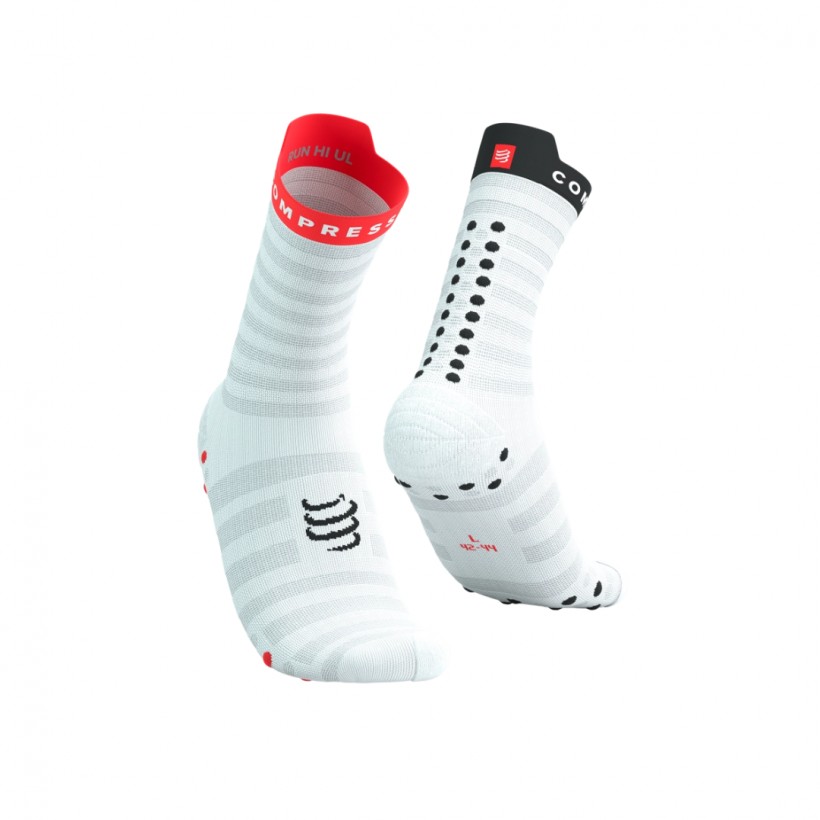 Calzini Compressport Pro Racing Socks v4.0 Ultralight Run High Bianco Nero