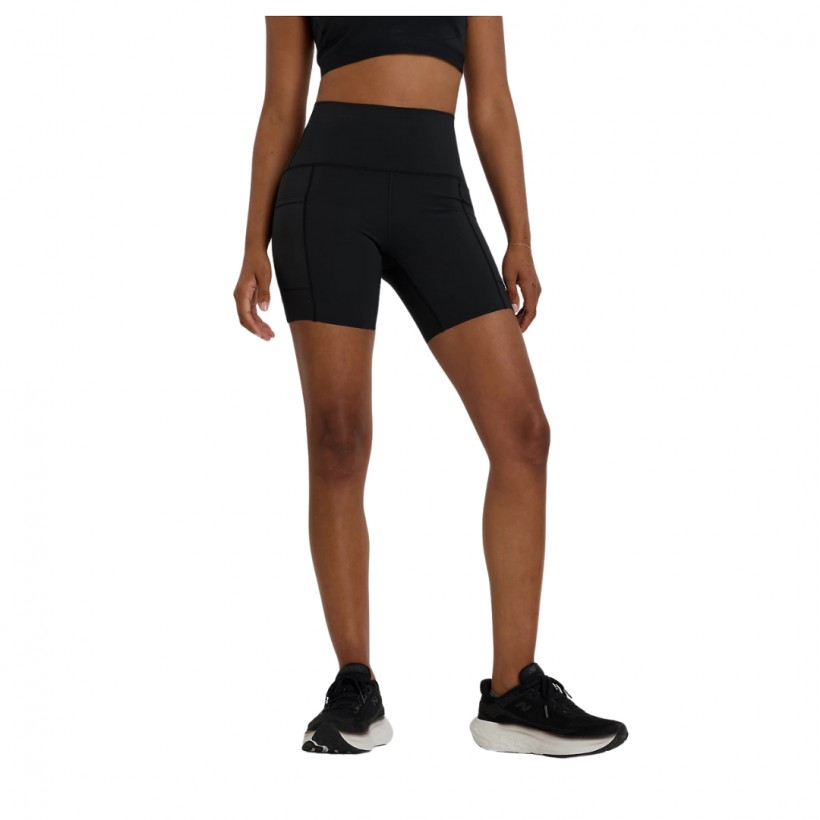 New Balance Sleek Pocket High Rise 6" Short Tights Black Woman