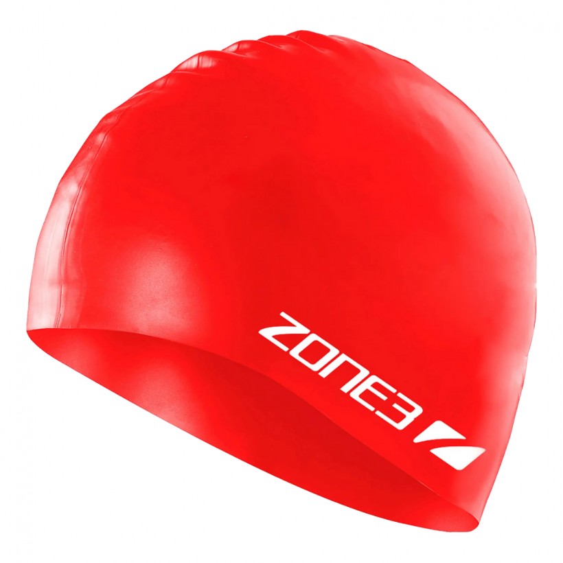 Gorro de Natación Zone3 Silicona Rojo Blanco