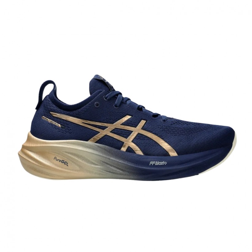 Zapatillas Asics Gel-Nimbus 26 Platinum Azul Dorado SS25