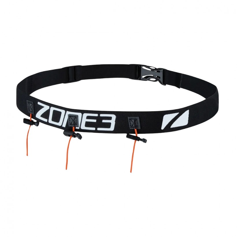 Pas na numer startowy Zone3 Racebelt Gel Loops Czarny Pomarańczowy