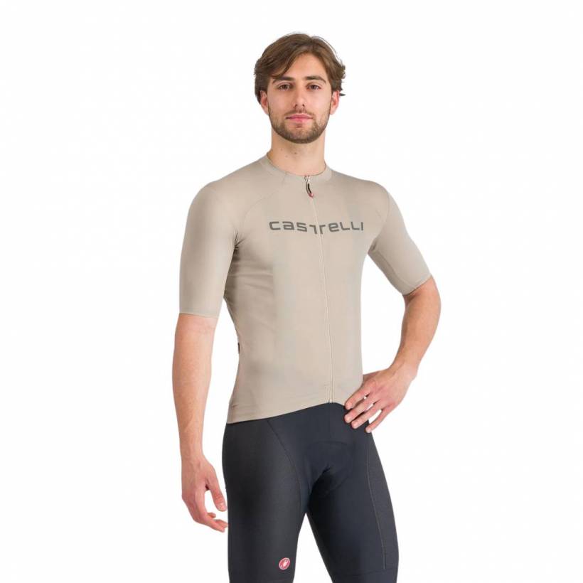 Maillot Castelli Prologo Lite Manches Courtes Beige Gris